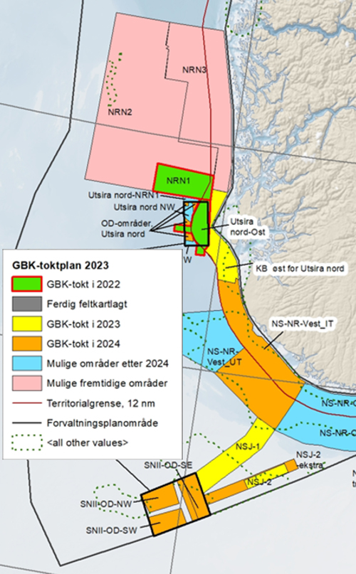 Kart over kartleggingsen i Nordsjøen.