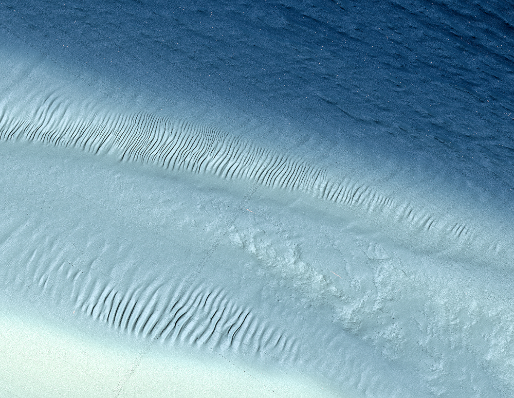 Sandbølger på havbunnen.