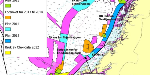 Oversikt gjennomført og planlagt dybdekartlegging, 2014