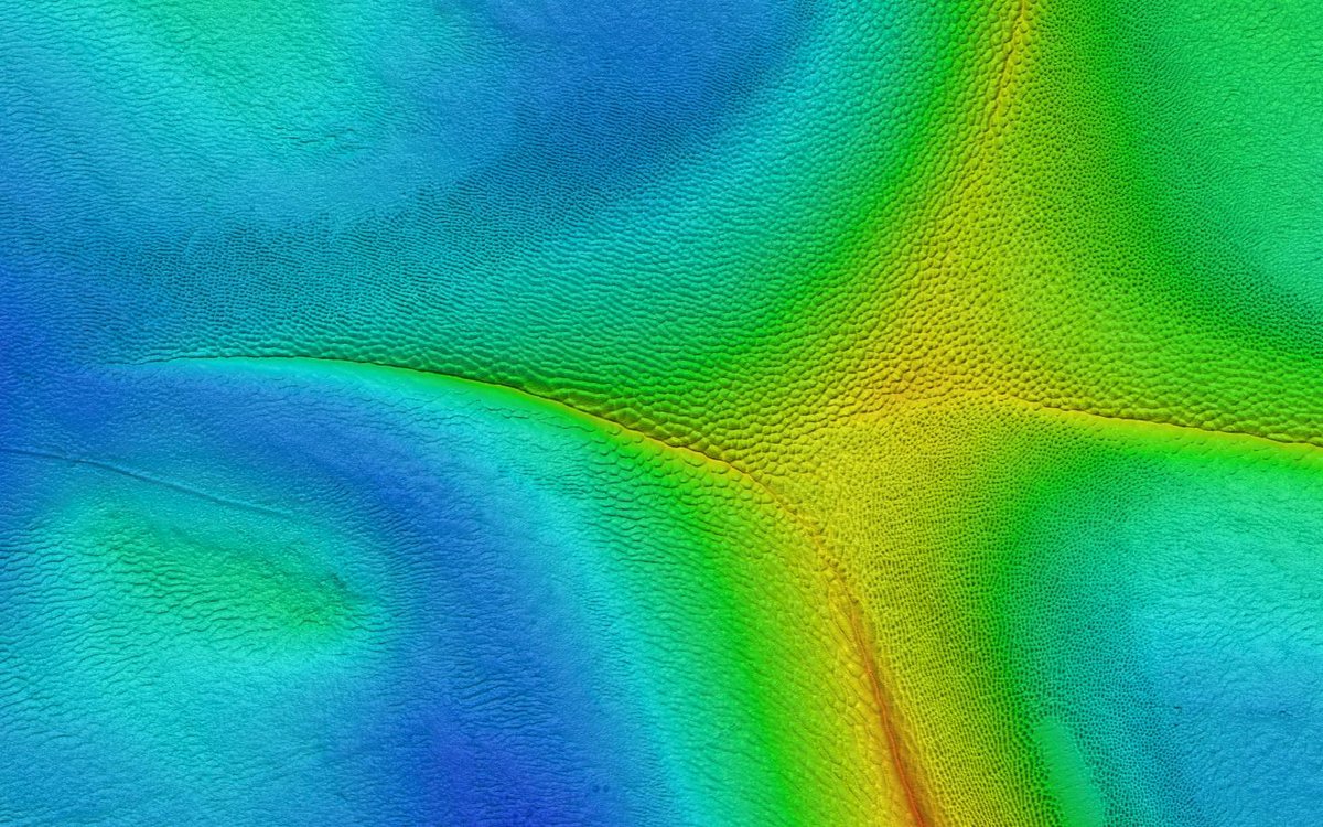 Terrengmodell av sanddyner på botn av Spitsbergenbanken.
