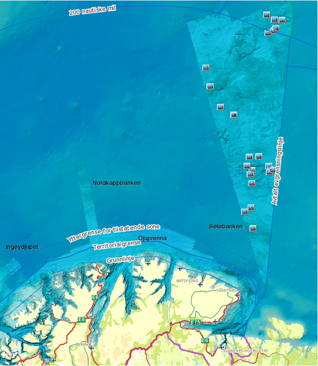 Skjermdump frå karttenesta på mareano.no kor terrengbilete er geografisk plassert. Illustrasjonsbilete.